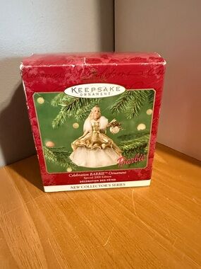 Hallmark Barbie Celebration Ornament in Gold and White